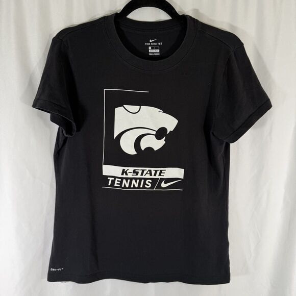 K State Tennis Shirt The Nike Tee Women's Medium Black Short Sleeve Crew Neck - Picture 1 of 7